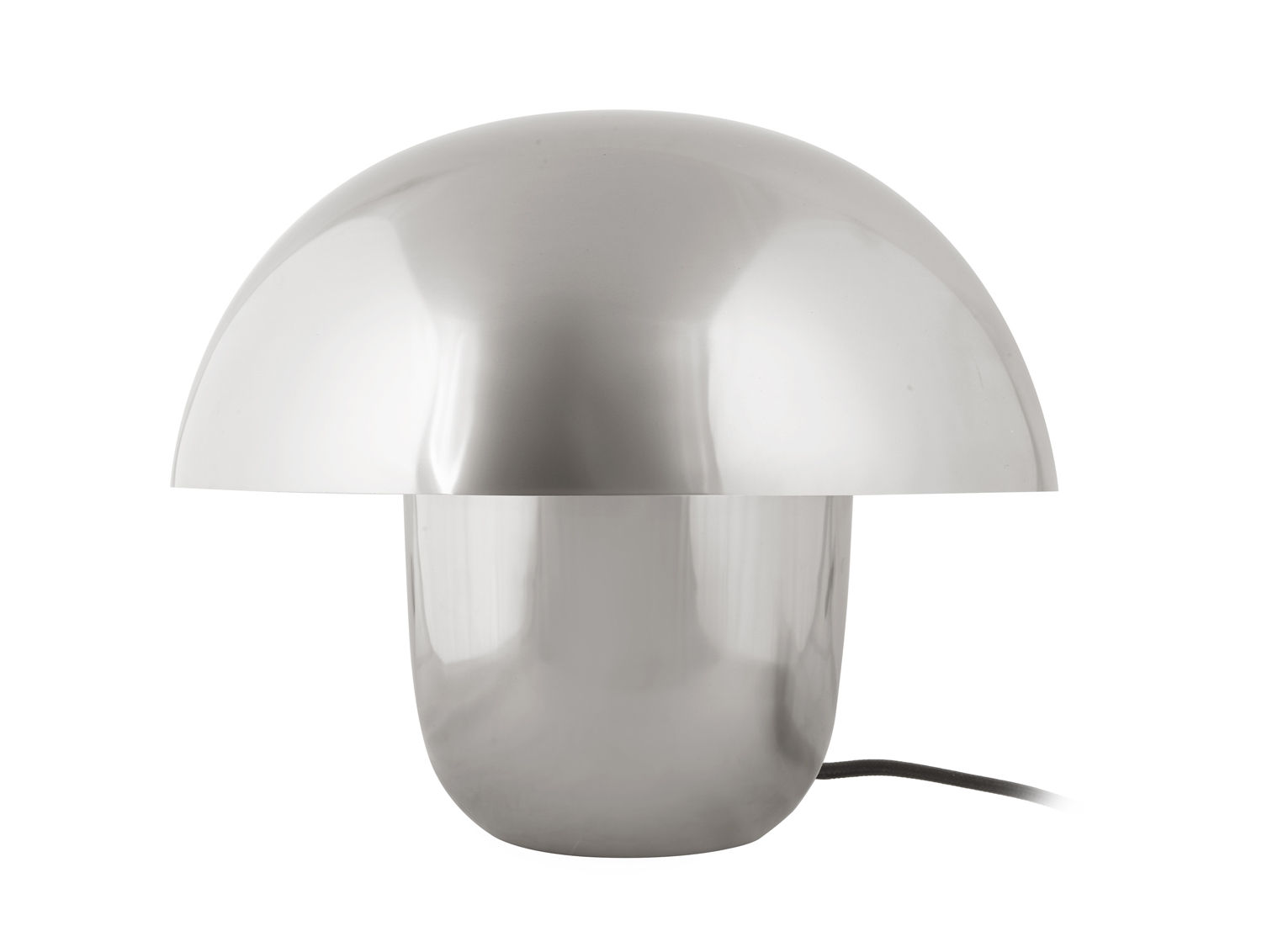 Tafellamp Sande Chroom H35 cm met glanzende metalen paddenstoelvorm en strak modern design