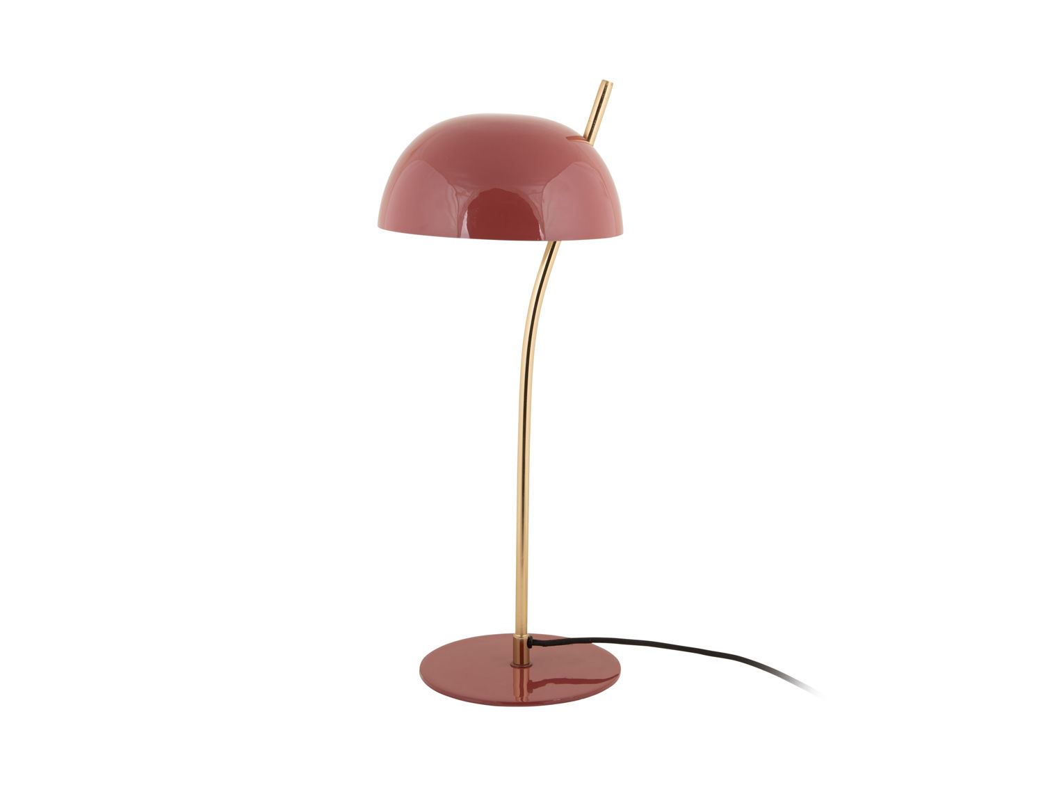 Tafellamp Skaultek Oker H55 cm met ijzeren voet, gouden arm en glanzende kap