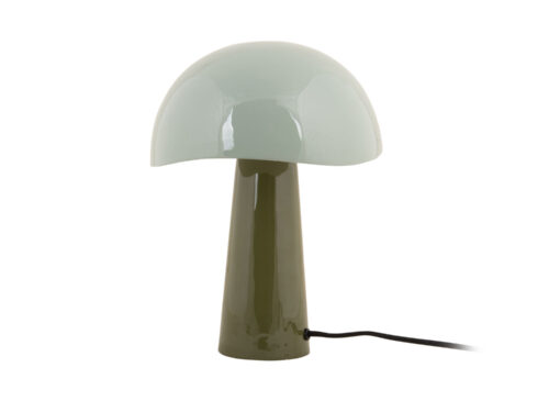 Tafellamp Mendine Groen H33 cm met glanzende kap en slanke ijzeren voet