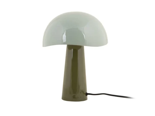 Tafellamp Mendine Groen H33 cm met glanzende kap en slanke ijzeren voet