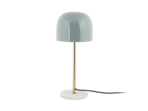 Tafellamp Trovino lichtblauw H50 cm met goudkleurige voet en marmeren basis, compact en stijlvol