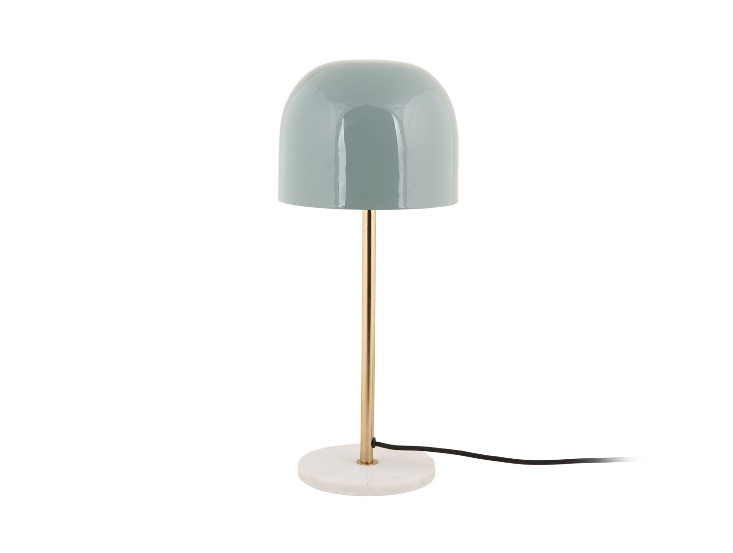 Tafellamp Trovino lichtblauw H50 cm met goudkleurige voet en marmeren basis, compact en stijlvol