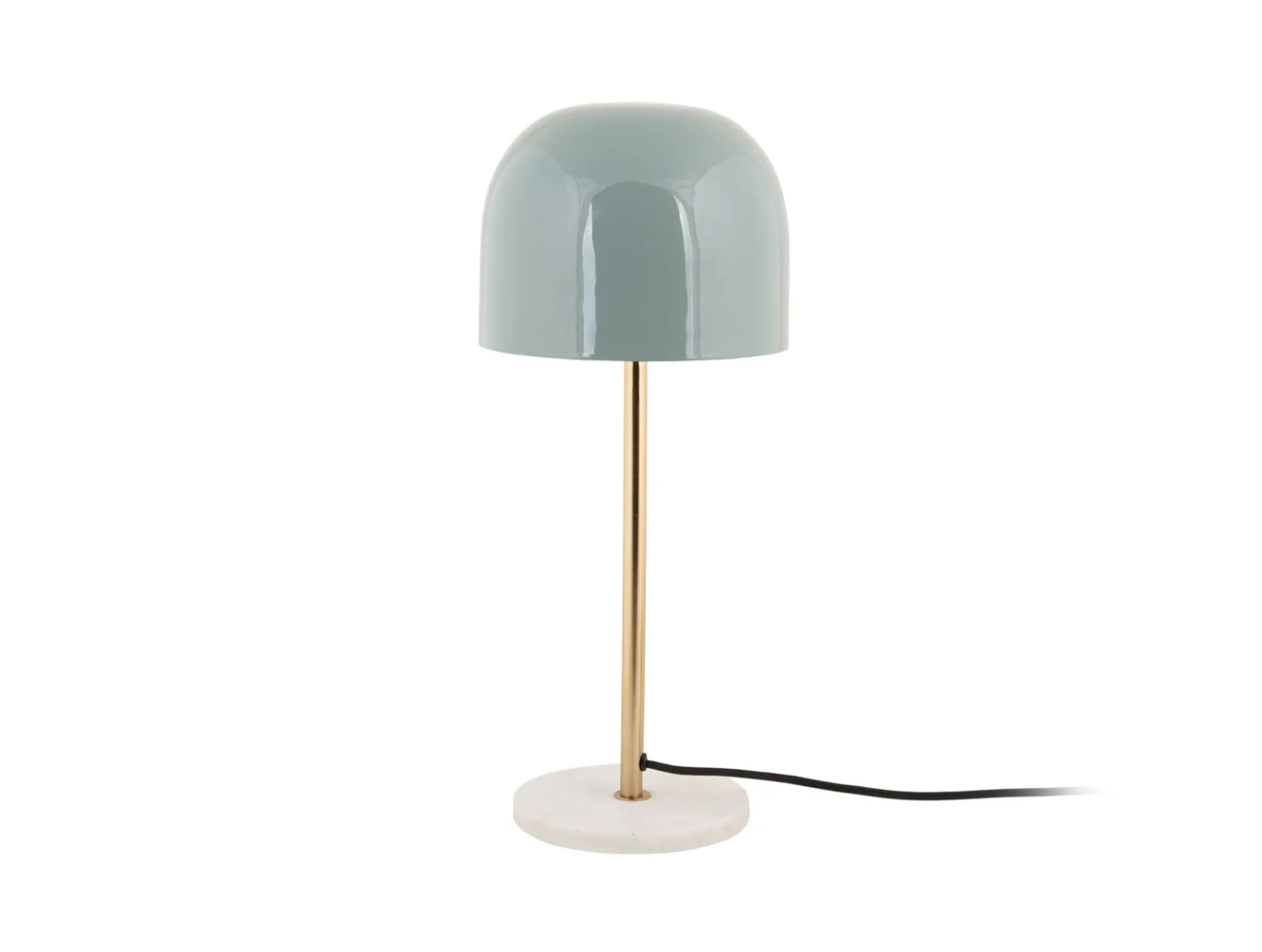 Tafellamp Trovino lichtblauw H50 cm met goudkleurige voet en marmeren basis, compact en stijlvol