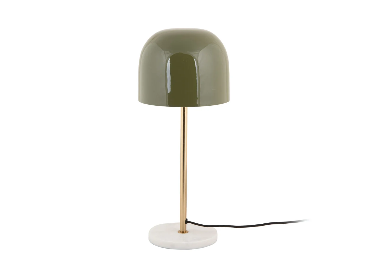 Tafellamp Klaunsol groen met marmeren voet, glanzende kap en goudkleurige voet, H50 cm