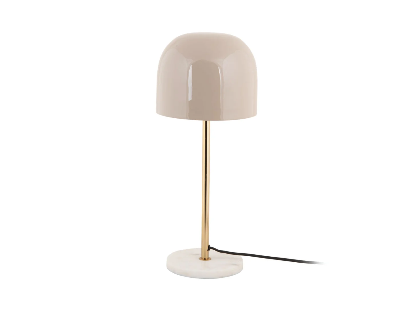 Tafellamp Boordane warm grijs met marmeren voet, hoogglanzende kap en goudkleurige steel, H50 cm