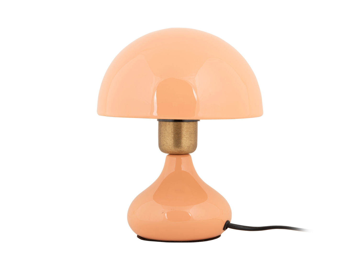 Tafellamp Preevi Oranje H23 cm met glanzende kap, goud detail en compact snoer