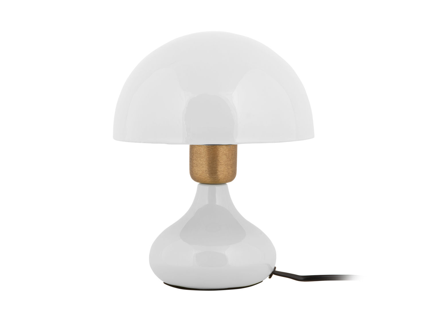 Tafellamp Flaalvu wit H23 cm met glanzende kap, goudkleurige detail en snoer