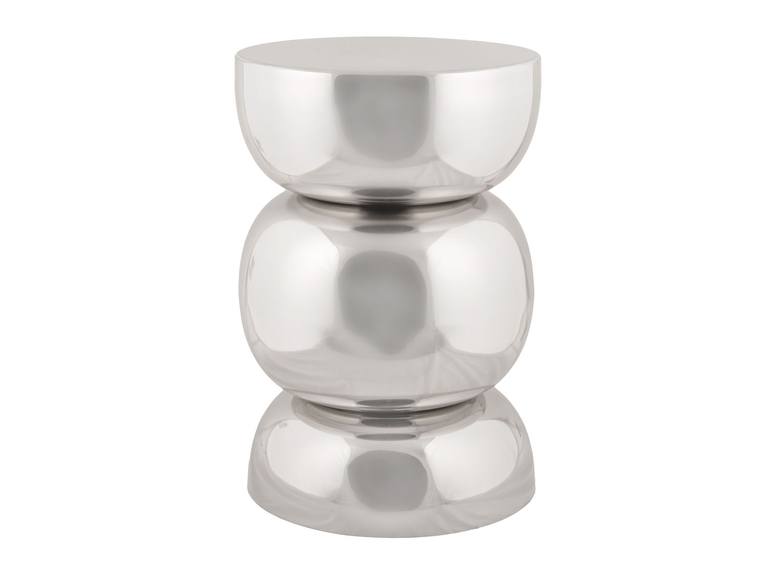 Kruk Klisko Chroom met glanzende chrome plated afwerking, modern speels ontwerp van Leitmotiv