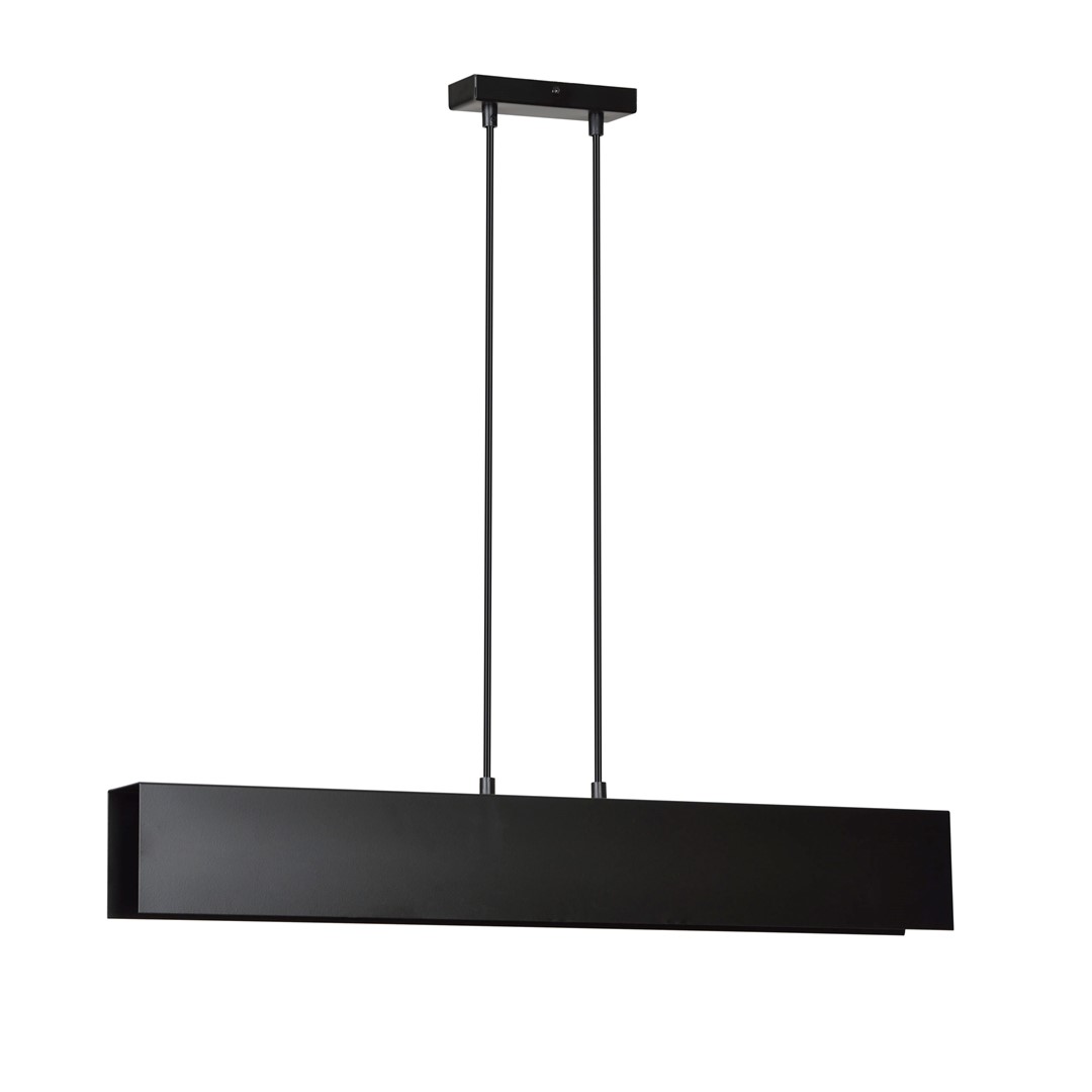 Hanglamp Trautir Zwart, minimalistische rechthoekige zwarte hanglamp met verstelbare ophanging en strakke afwerking