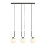 Hanglamp Harlingen Zwart Ø15 cm met drie witte glazen kappen en zwart gepoedercoat staal