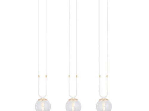 Hanglamp Poosan Wit Ø14 cm met drie glazen bollen, retro design en verstelbare snoeren