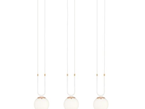 Hanglamp Sermura Wit Ø15 cm met drie glazen bollen en witte, retro afwerking