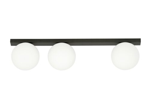 Plafondlamp Saarnum Zwart Ø15 cm met 3 witte glazen bollen en zwart stalen armatuur