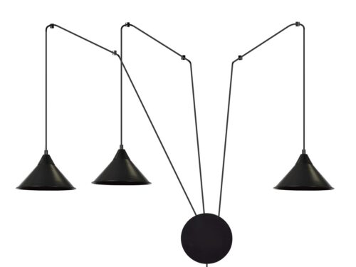 Hanglamp Jaltond Zwart met drie verstelbare kappen van zwart gepoedercoat staal in Scandinavische stijl