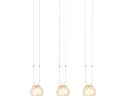 Hanglamp Baardund Wit Ø14 cm met 3 amber glazen bollen en verstelbare ophanging