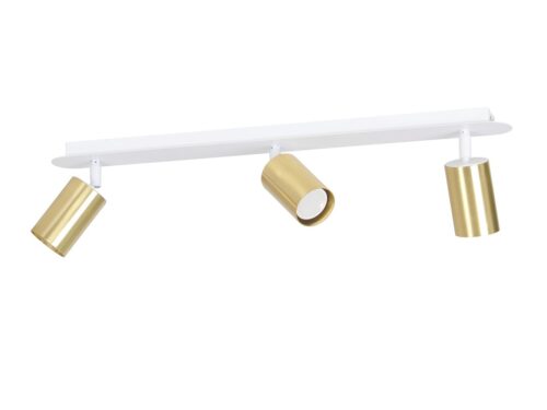 Plafondlamp Halvund Wit met 3 verstelbare goudkleurige spotjes voor gerichte verlichting