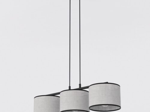 Hanglamp Toommal grijs Ø20 cm met drie stoffen kappen en verstelbare ophanging in strak design