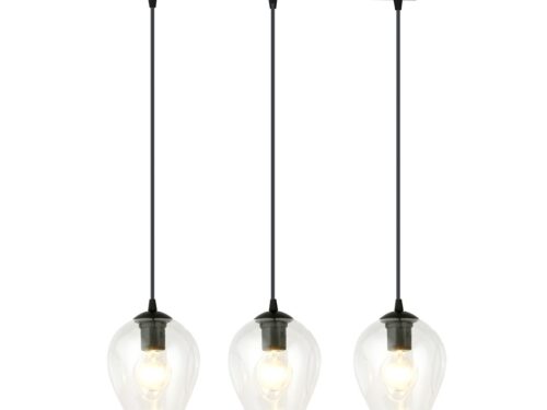 Hanglamp Flimmesta zwart Ø14 cm met 3 transparante glazen kappen en verstelbare ophanging
