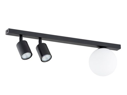 Plafondlamp Lokis zwart Ø14 cm met drie spots en wit glas, moderne industriële uitstraling