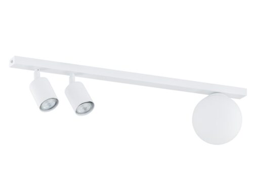Plafondlamp Coobar wit Ø14 cm met drie verstelbare spots en ronde glazen kap, minimalistisch design