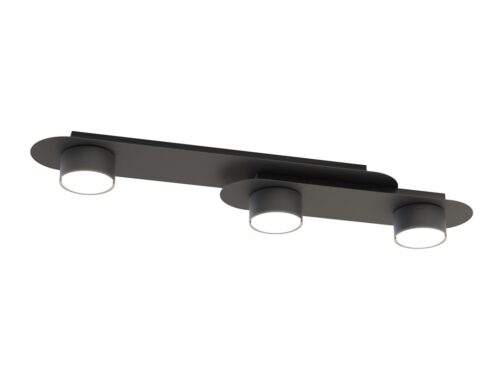 Plafondlamp Pimek Zwart met drie lichtpunten en strakke, moderne afwerking van gepoedercoat staal