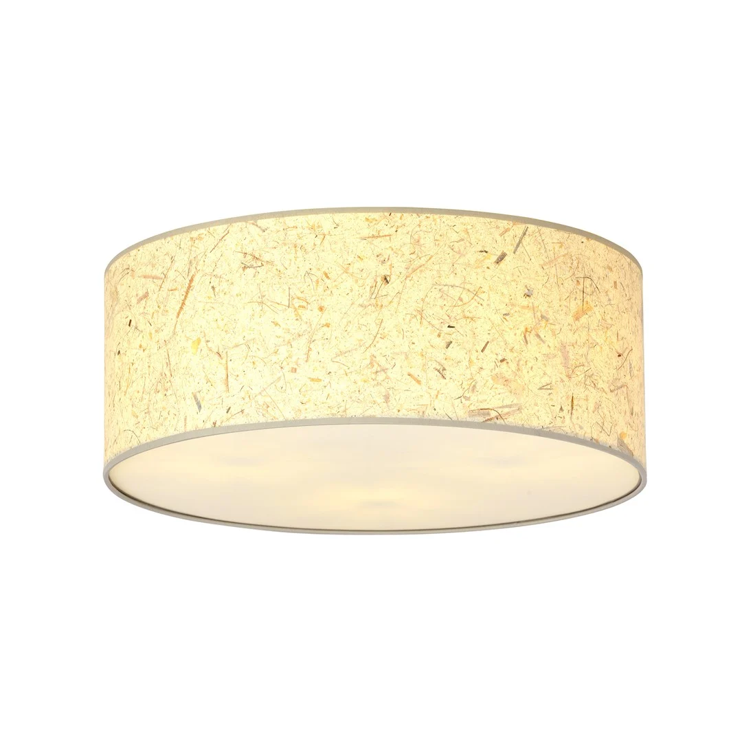 Plafondlamp Nabora Zwart Ø50 cm met bruine boho lampenkap en warm, sfeervol licht