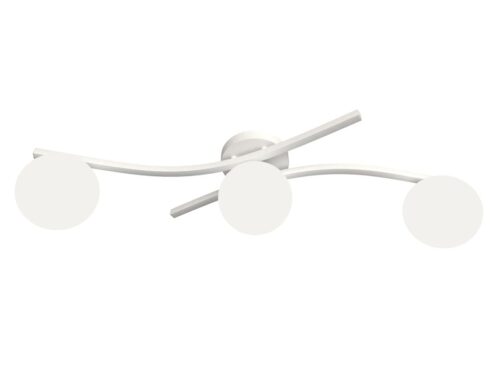 Plafondlamp Vanira Wit Ø15 cm met drie glazen kappen en strak, modern wit stalen ontwerp