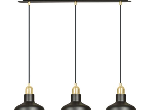 Hanglamp Neeto Zwart met 3 zwarte industriële lampen en verstelbare ophanging