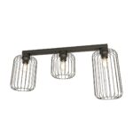 Plafondlamp Floldund zwart Ø16 cm met drie industriële draadkappen en open lichtspel