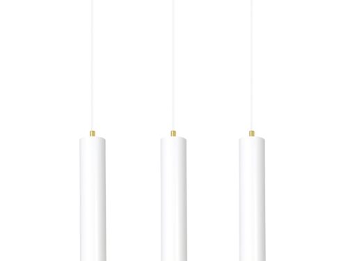 Hanglamp Merdang Wit met drie verstelbare buisvormige lampen en gouden accenten
