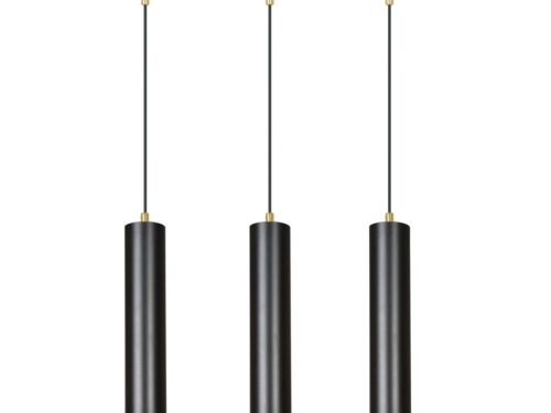 Hanglamp Interlaken zwart met gouden accenten en drie verstelbare cilinderlampen van gepoedercoat staal