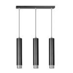 Hanglamp Tures Zwart met 3 cilindervormige spots en zilverkleurige accenten, modern en verstelbaar