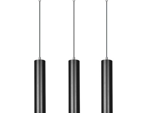 Hanglamp Tures Zwart met 3 cilindervormige spots en zilverkleurige accenten, modern en verstelbaar