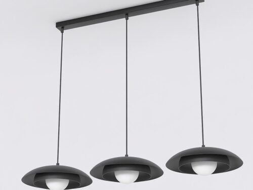 Hanglamp Fassino zwart Ø10 cm met drie pendels, verstelbare hoogte en witte lampenkappen