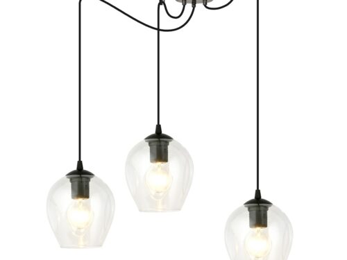 Hanglamp Gienton Zwart Ø14 cm met 3 glazen kappen en spider-ontwerp in modern zwart staal
