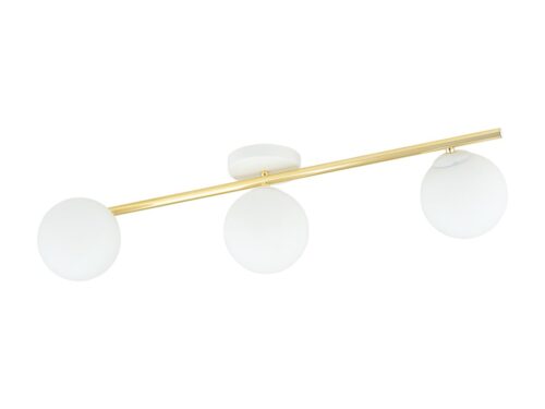 Plafondlamp Peinsen Wit Ø14 cm met drie glazen bollen en goudkleurige details