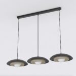 Hanglamp Pibero Zwart met 3 verstelbare pendels en compacte witte kappen Ø10 cm