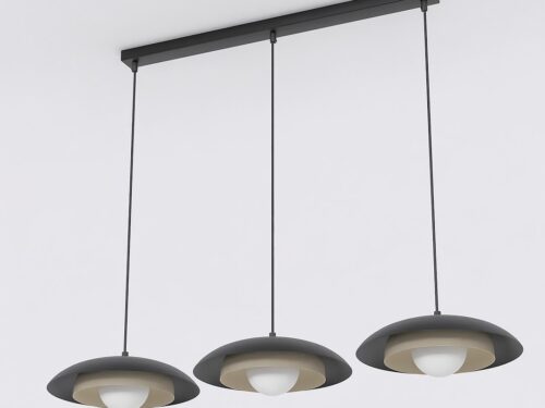 Hanglamp Pibero Zwart met 3 verstelbare pendels en compacte witte kappen Ø10 cm