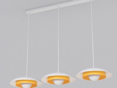 Hanglamp Gilto Wit Ø10 cm, 3-lamps, verstelbare witte pendels met Scandinavische uitstraling
