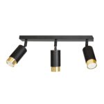Plafondlamp Pieterzijl Zwart, 3-lichts met zwart staal en goudaccenten, modern en richtbaar