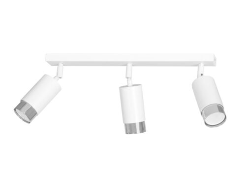 Plafondlamp Lermonte Wit met 3 verstelbare spots in wit en zilver, modern design