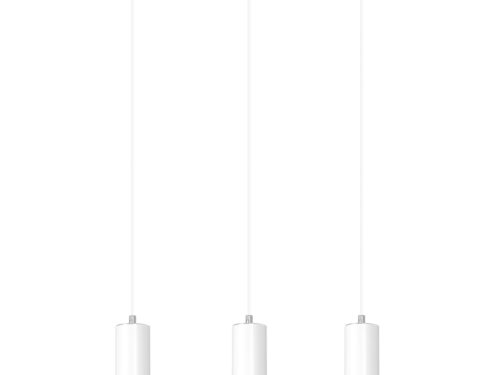 Hanglamp Toobir Wit met drie slanke pendels, verstelbare hoogte en witte afwerking met zilveren accenten