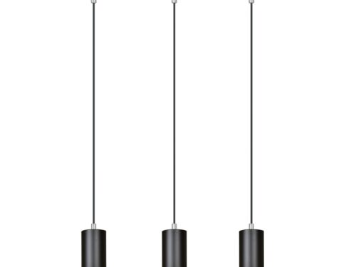 Hanglamp Jastone Zwart met 3 verstelbare pendels, zwart staal en zilveren accenten