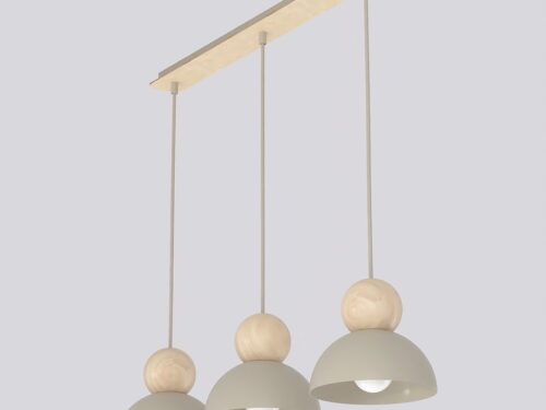 Hanglamp Flonter Beige met drie verstelbare pendels, houtaccenten en Scandinavische uitstraling
