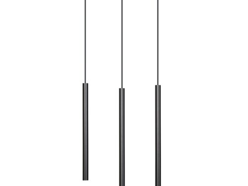 Hanglamp Jeilano zwart, verstelbaar, slank design met drie lange cilinderlampen in zwart gepoedercoat staal