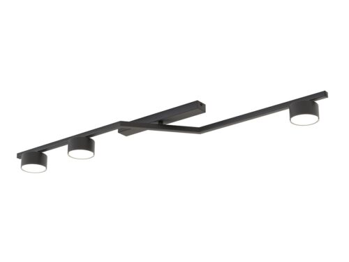 Plafondlamp Hosio Zwart met sculpturaal zwart staal en drie lichtpunten voor zacht gericht licht