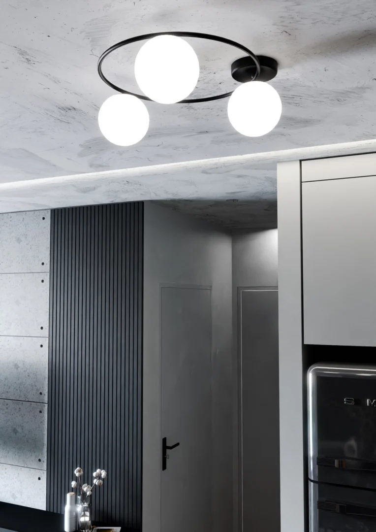 Plafondlamp Launtia Ø14 zwart staal - Afbeelding 4