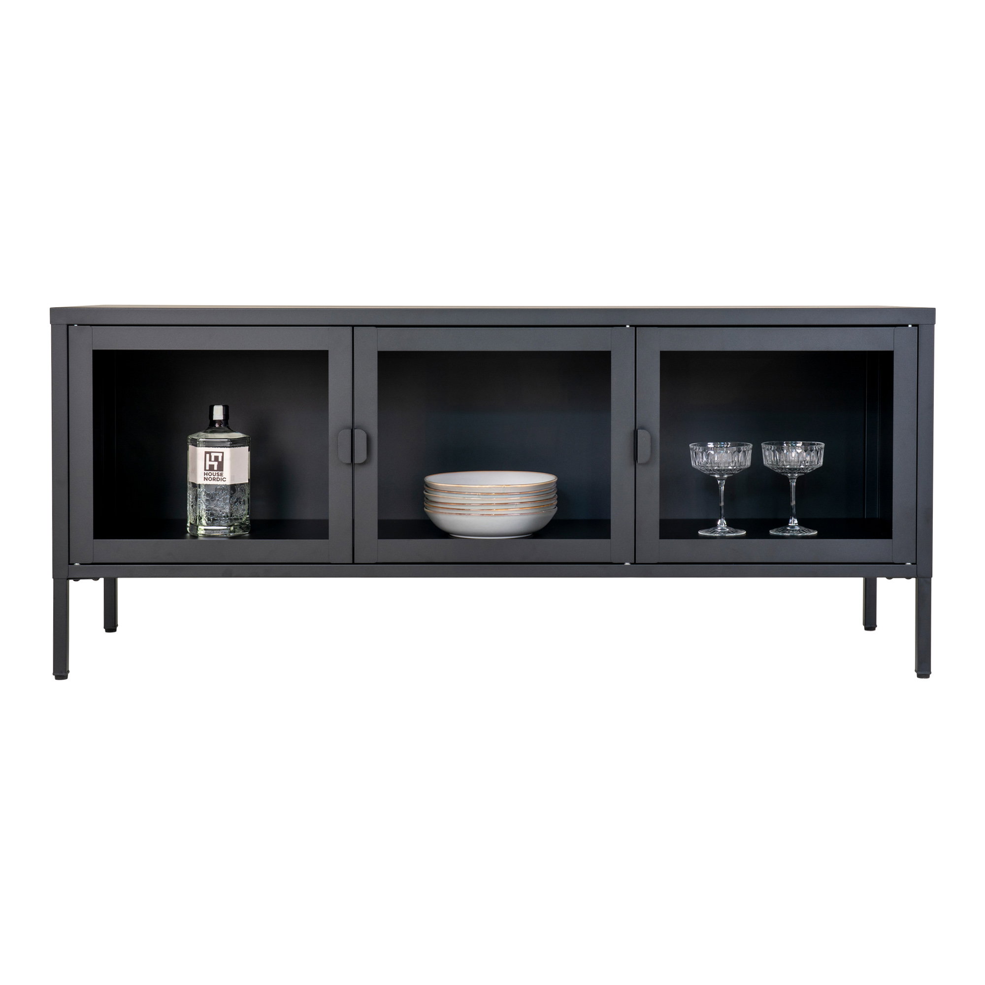 TV-meubel Seirnano Zwart 130 cm - Afbeelding 2