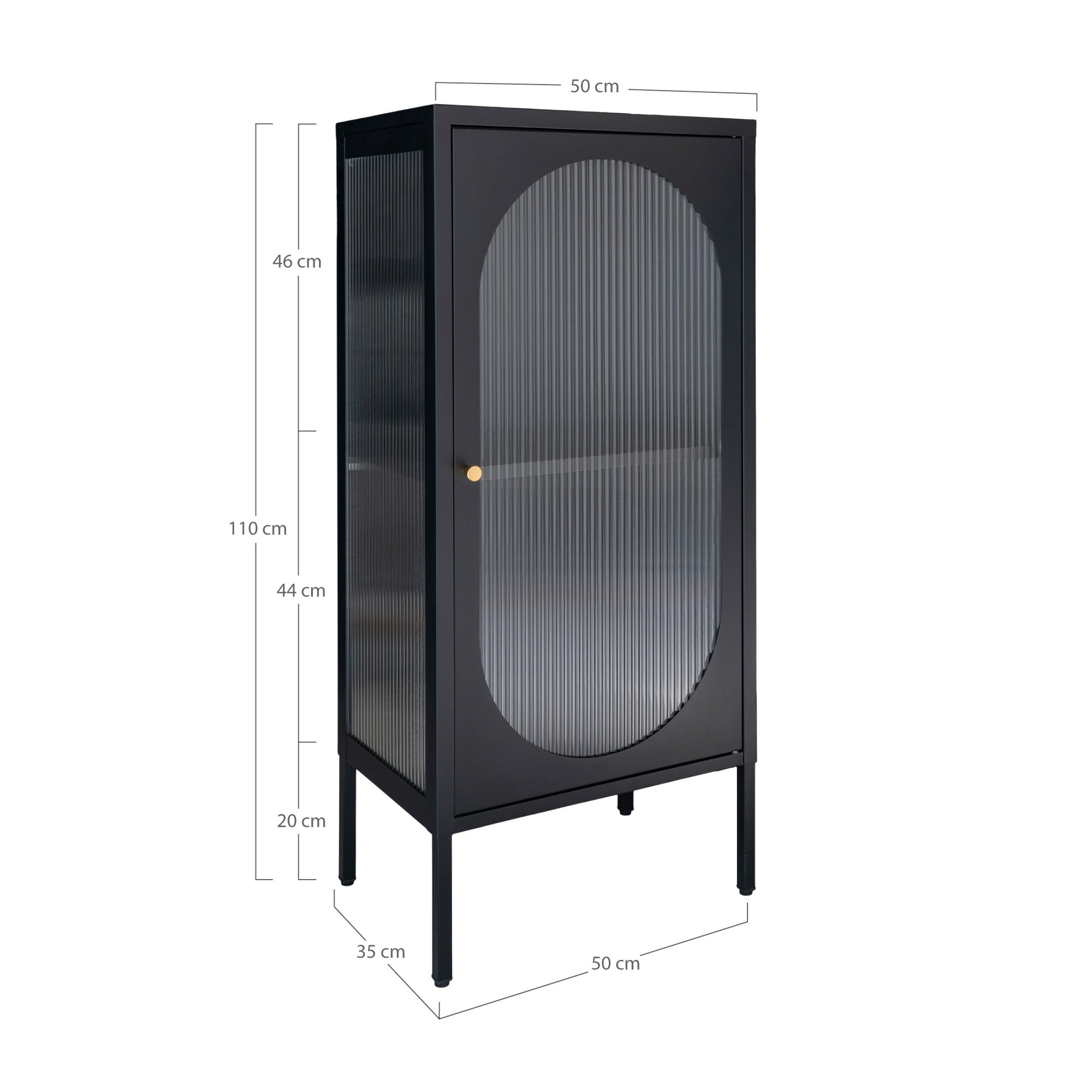 Vitrinekast Graundena Zwart 50 cm - Afbeelding 4