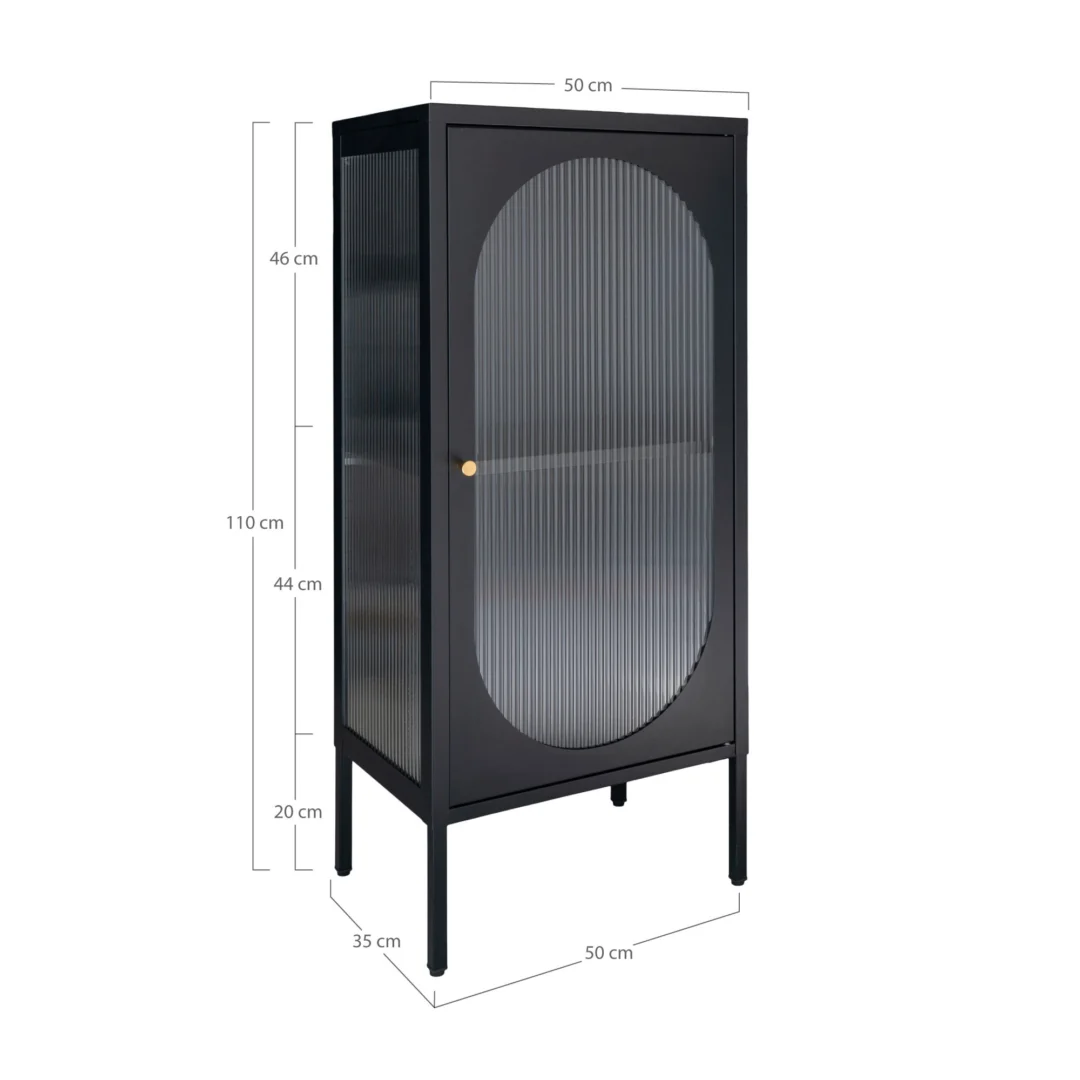 Vitrinekast Graundena Zwart 50 cm - Afbeelding 4